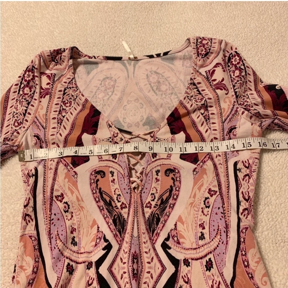 Free People Pick a Place Bodysuit Top Pink Purple Long Sleeve - Picture 8 of 15